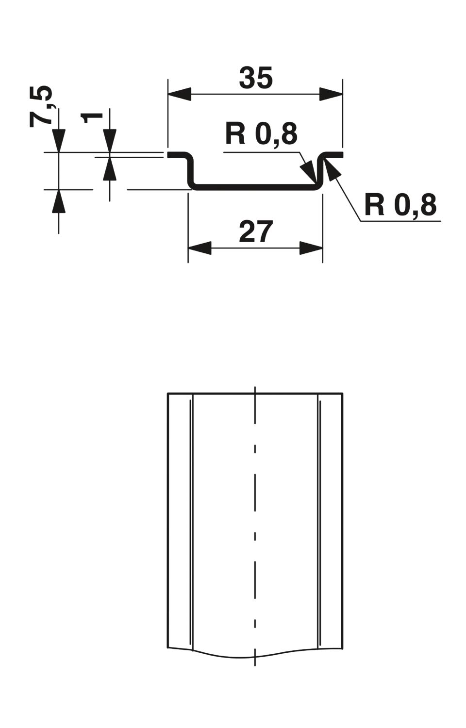 NS 35/ 7,5 V2A UNPERF 2000MM - Trilho de fixação não perfurado - PHOENIX CONTACT - Uds./emb.: 25 unidade(s) - Imagem 5