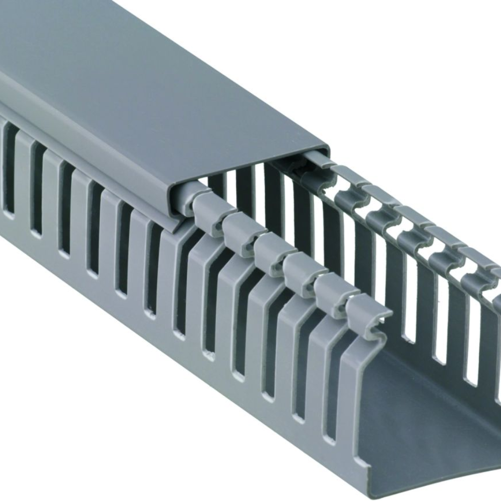 HD12P-110x80-PVC-GY - Canaletas para painel elétrico com parede aberta - 2MT - CINZA - HELLERMANN