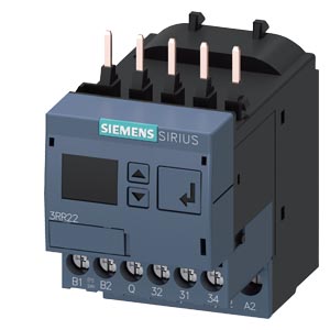 3RR2241-1FW30 – Relé de monitoramento, pode ser montado no contator 3RT2, tamanho padrão S00, ajustável digitalmente Monitoramento de corrente aparente/ativa 1,6-16 A, 20-400 Hz – SIEMENS