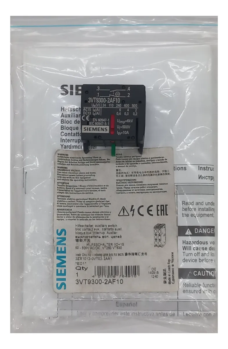 3VT9300-2AF10 - ACESSÓRIO F. VT250,VT630; INTERRUPTOR AUXILIAR 1NC+1NO - SIEMENS - Imagem 4