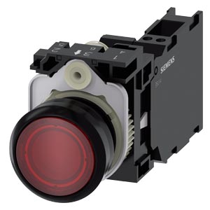 3SU1102-0AB20-3FA0 – Botão de pressão iluminado, 22 mm, redondo, plástico, vermelho – SIEMENS