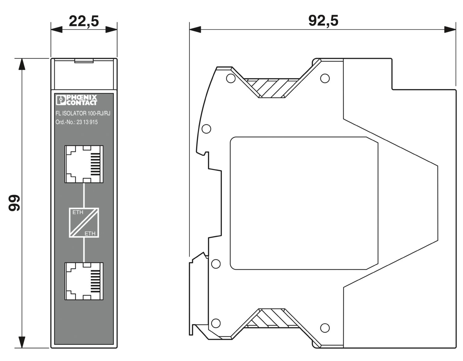 FL ISOLATOR 100-RJ/RJ - Divisor de rede - PHOENIX CONTACT - Imagem 2