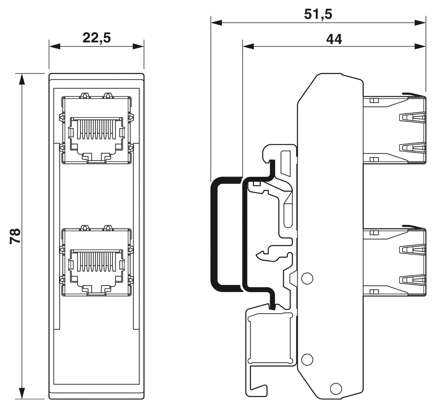 FL-PP-RJ45/RJ45-B - Patch panel - PHOENIX CONTACT - Uds./emb.: 10 unidade(s) - Imagem 2