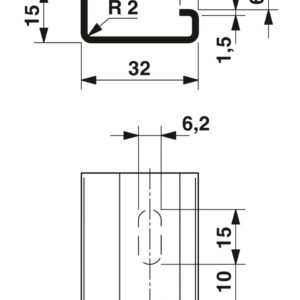 NS 32 PERF 2000MM-VPE 10 – Trilho de fixação perfurado – PHOENIX CONTACT – Uds./emb.: 10 unidade(s)