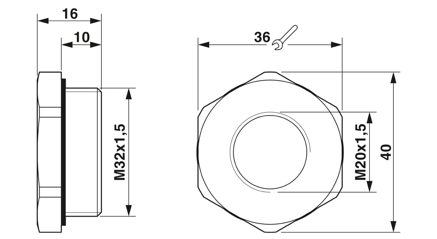 REDUC-K-KV-M32/M20 BK - Adaptador de redução - PHOENIX CONTACT - Uds./emb.: 10 unidade(s) - Imagem 2
