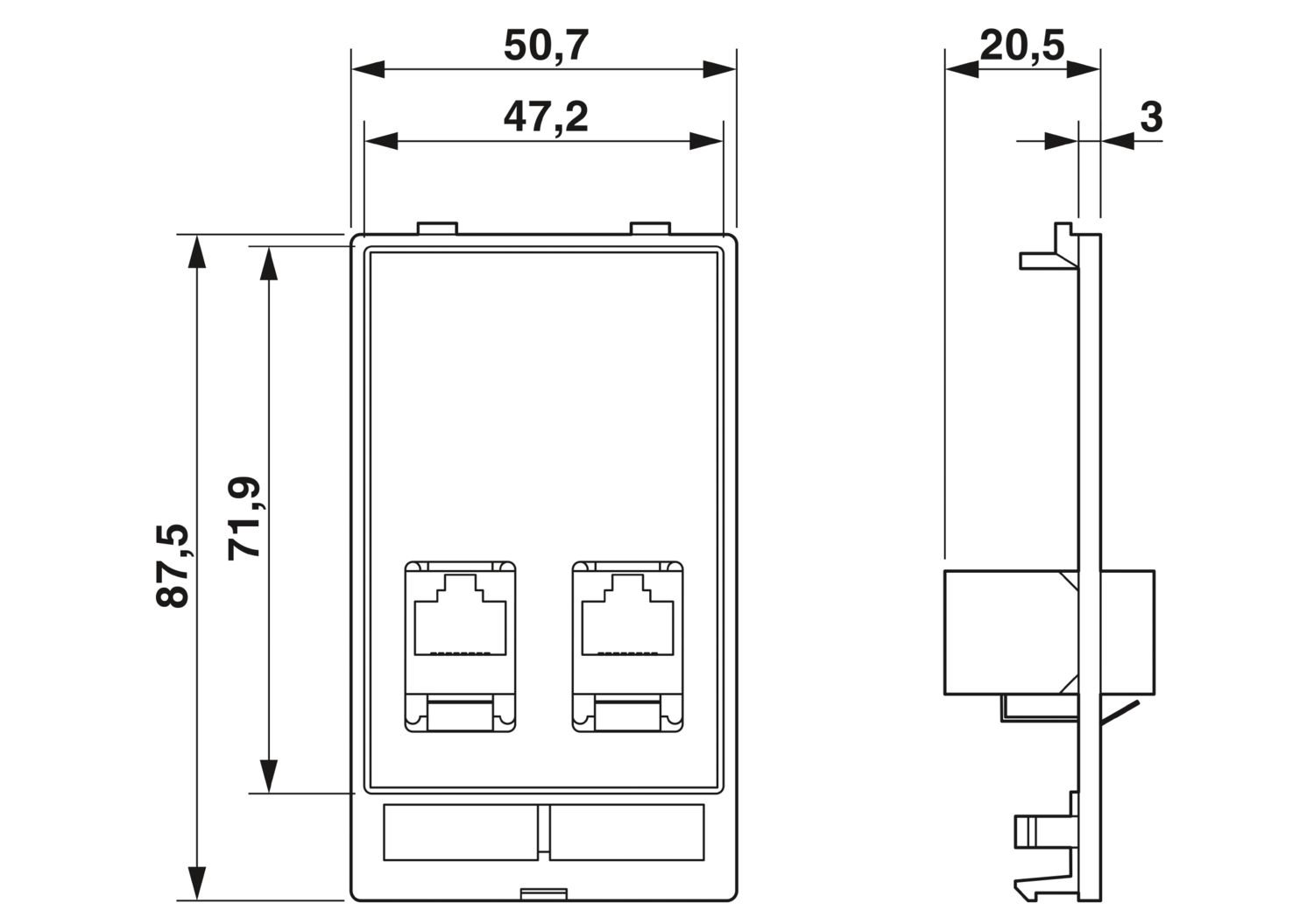 VS-SI-FP-2RJ45-5-MOD-BU/BU - Placa frontal de dados - PHOENIX CONTACT - Imagem 2