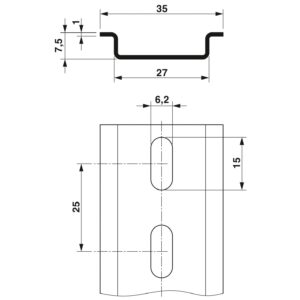 NS 35/ 7,5 AL PERF 2000MM – Trilho de fixação perfurado – PHOENIX CONTACT – Uds./emb.: 25 unidade(s)