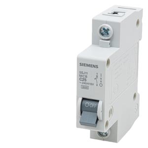 DISJUNTOR DIN 1P 25A C 380V 3KA – SIEMENS – 5SJ1125-7MB