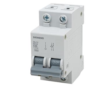 DISJUNTOR DIN 2P 25A C 380V 3KA – SIEMENS – 5SJ1225-7MB