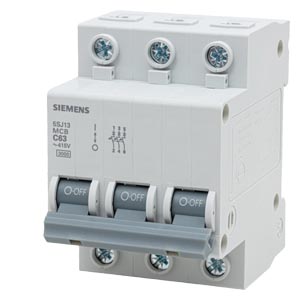 DISJUNTOR DIN 3P 63A C 380V 3KA – SIEMENS – 5SJ1363-7MB